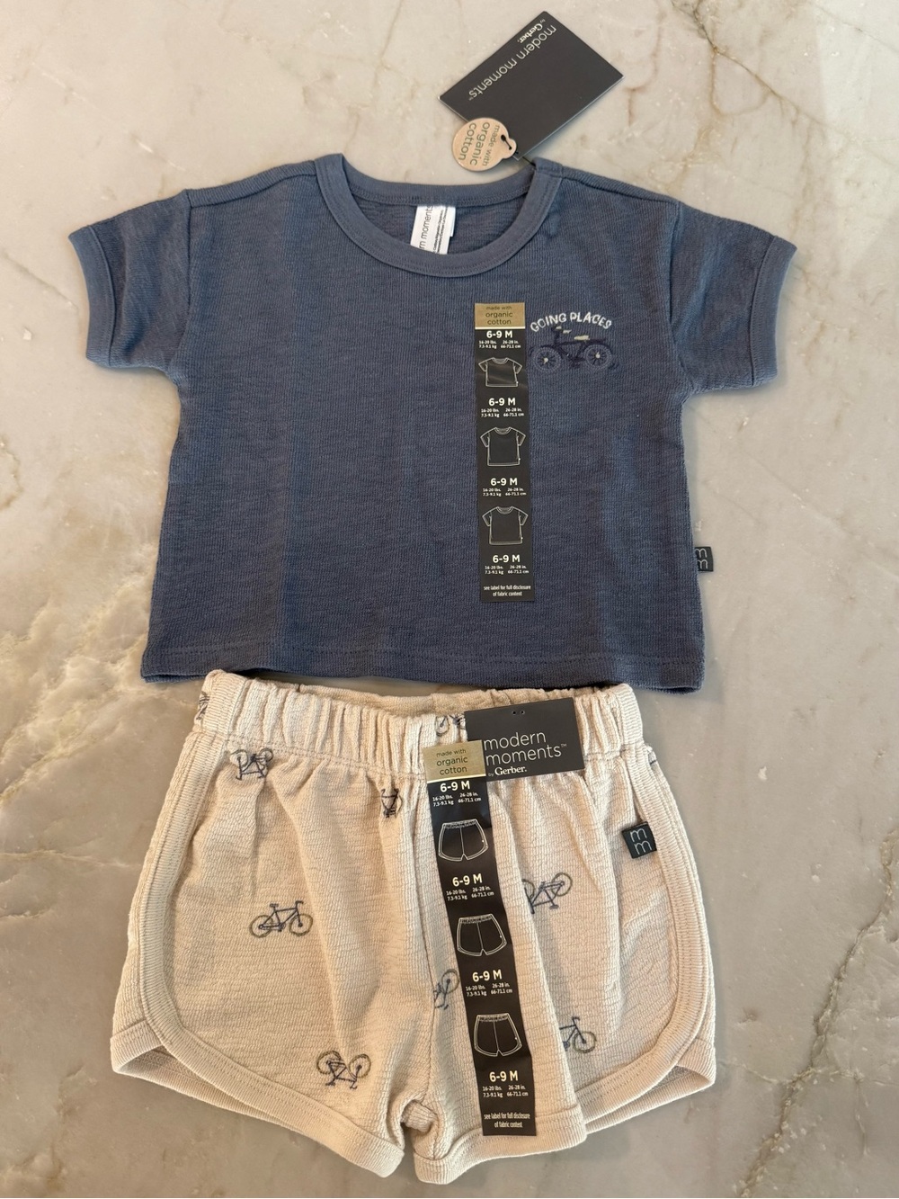 Modern Moments Navy Tee & Cream Bicycle Shorts Set